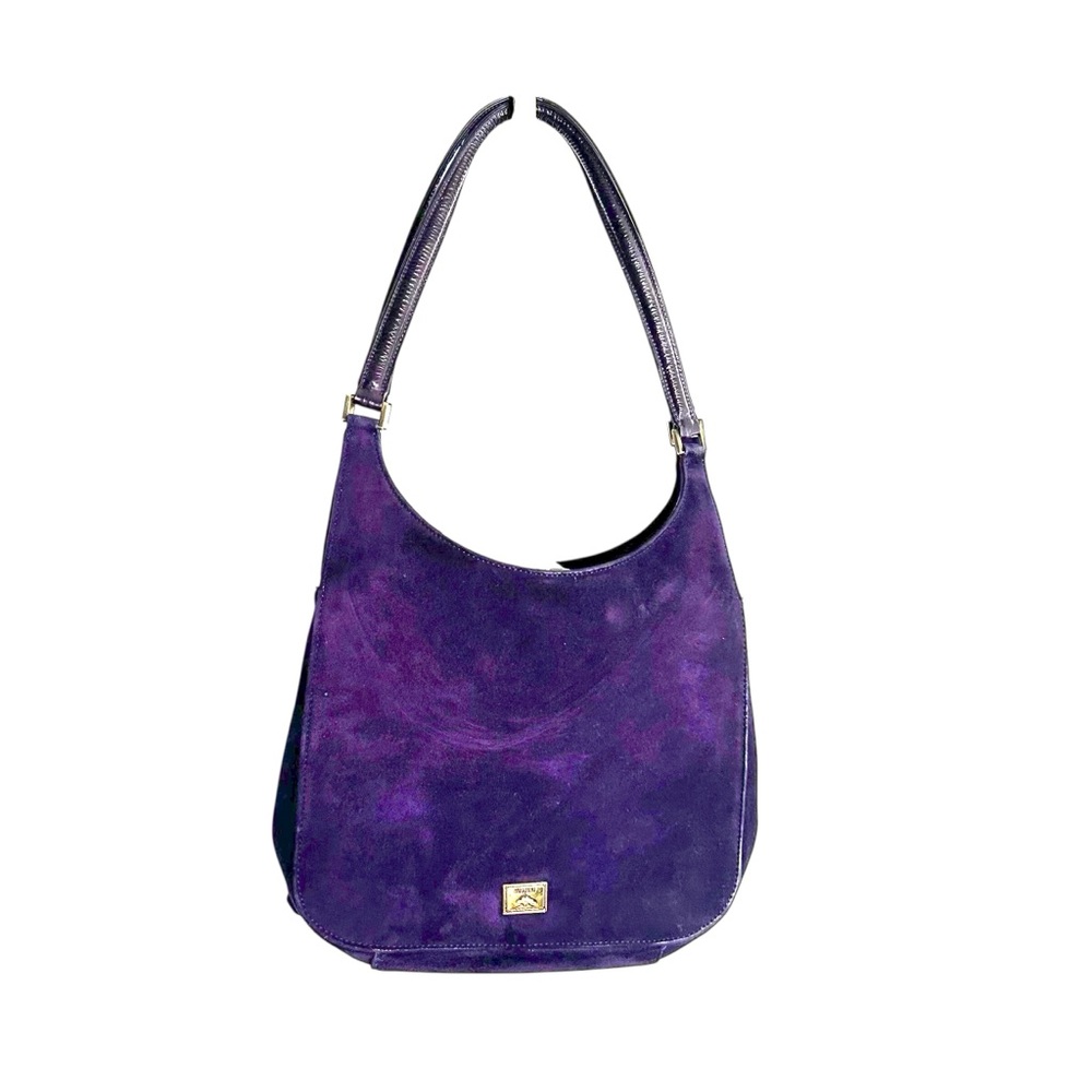 Moschino Purple Suede Floral Studded Shoulder Bag - Picture 4 of 12